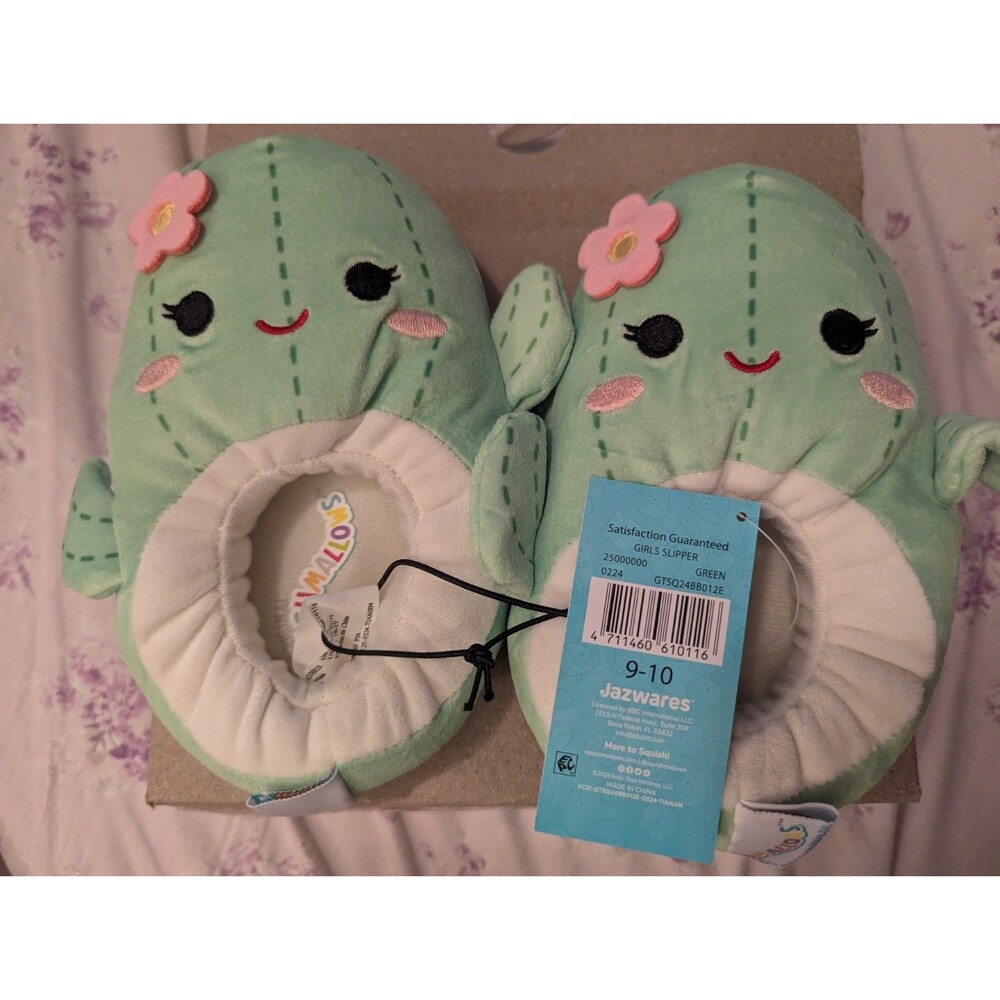 Original Squishmallows Maritza The Cactus Toddler Girls Slippers Size 9-10/New